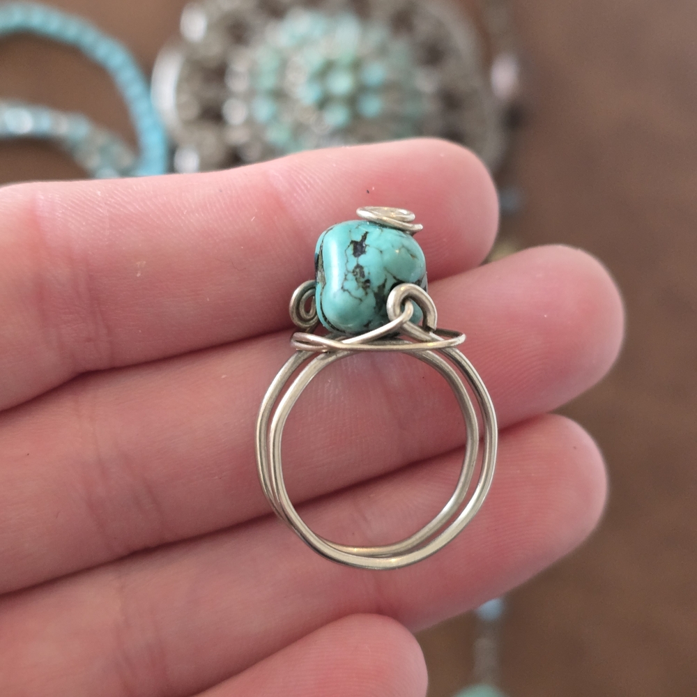 Turquoise and Gold Jewelry Set - Picture 10 of 16